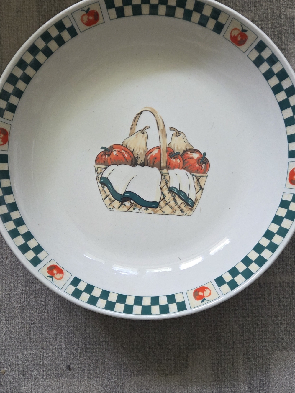 Gibson Ceramic Basket of Fruit Wall Plate - Red, Green, Cream